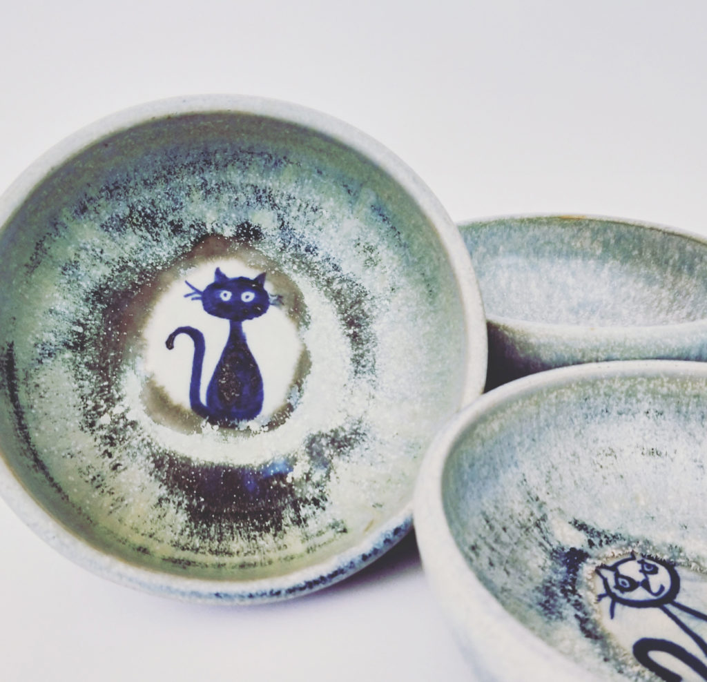 handmade cat bowls